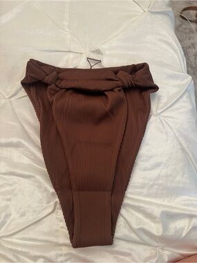 Sanori swim basalu bathing suit Ribbed High-Waist Bottom and top in Chocolate